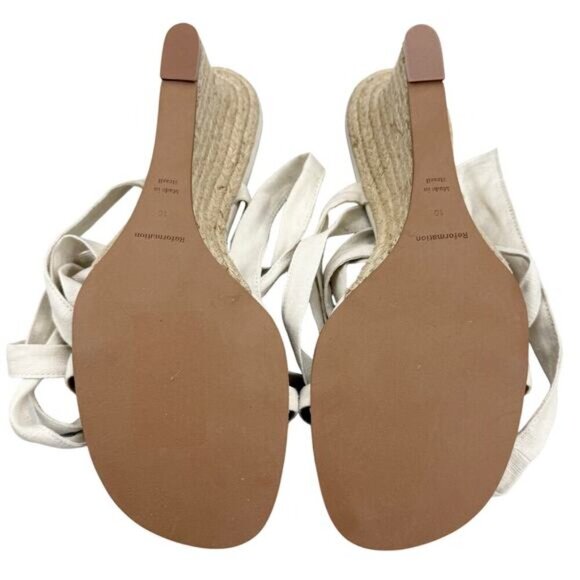 REFORMATION Alessa Lace-Up Linen Espadrilles Sz 10 Cream White - Picture 13 of 14